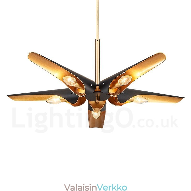 5 Light Retro Rustic Luxury alumiiniseosta riippuvalaisinkruunu alumiiniseoksesta varjostimella