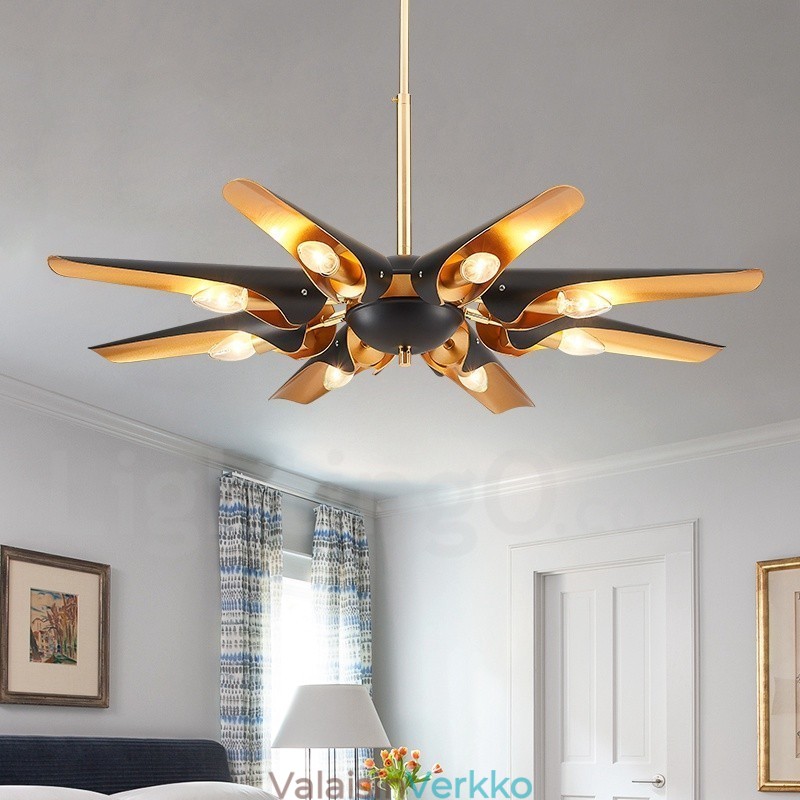 8 Light Retro Rustic Luxury alumiiniseosta riippuvalaisin kattokruunu alumiiniseoksesta varjostimella