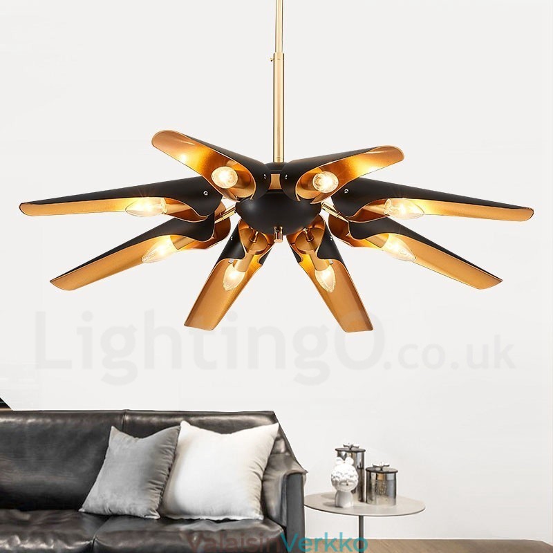8 Light Retro Rustic Luxury alumiiniseosta riippuvalaisin kattokruunu alumiiniseoksesta varjostimella