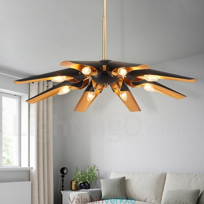 8 Light Retro Rustic Luxury alumiiniseosta riippuvalaisin kattokruunu alumiiniseoksesta varjostimella