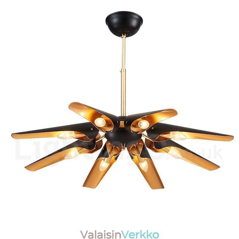 8 Light Retro Rustic Luxury alumiiniseosta riippuvalaisin kattokruunu alumiiniseoksesta varjostimella