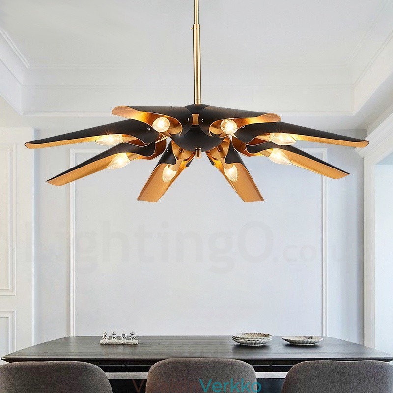 8 Light Retro Rustic Luxury alumiiniseosta riippuvalaisin kattokruunu alumiiniseoksesta varjostimella