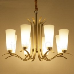 8 Kevyt Retro Rustic Luxury messinkiriippuvalaisinkruunu lasivarjostimella
