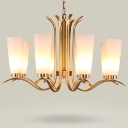 8 Kevyt Retro Rustic Luxury messinkiriippuvalaisinkruunu lasivarjostimella