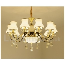 Retro Rustic Luxury Crystal -riippuvalaisin kattokruunu lasivarjostimella