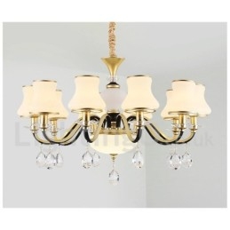 Retro Rustic Luxury Crystal -riippuvalaisin kattokruunu lasivarjostimella
