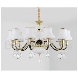 Retro Rustic Luxury Crystal -riippuvalaisin kattokruunu lasivarjostimella