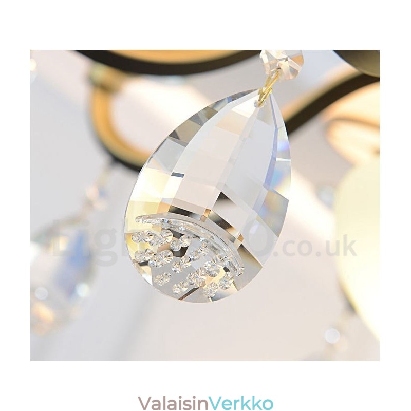 Retro Rustic Luxury Crystal -riippuvalaisin kattokruunu lasivarjostimella
