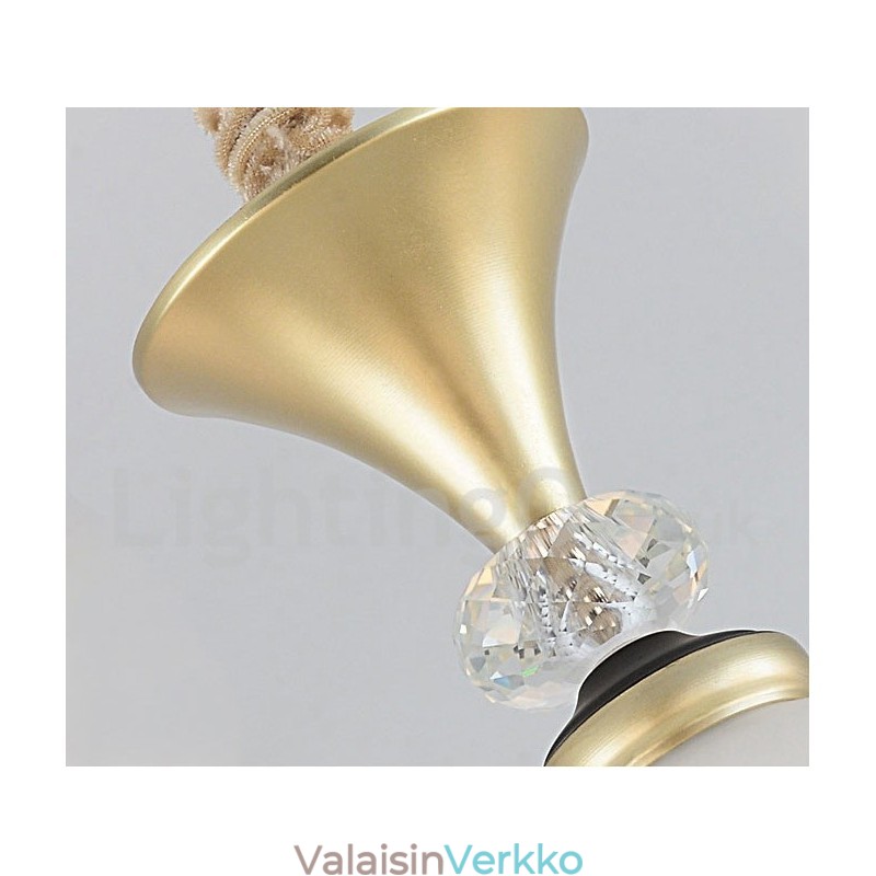 12 Vaalea Retro Rustic Luxury Crystal -riippuvalaisinkruunu lasivarjostimella