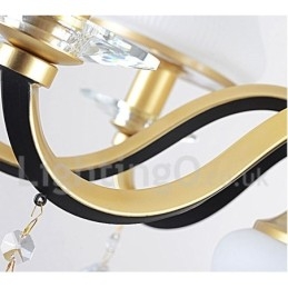 12 Vaalea Retro Rustic Luxury Crystal -riippuvalaisinkruunu lasivarjostimella
