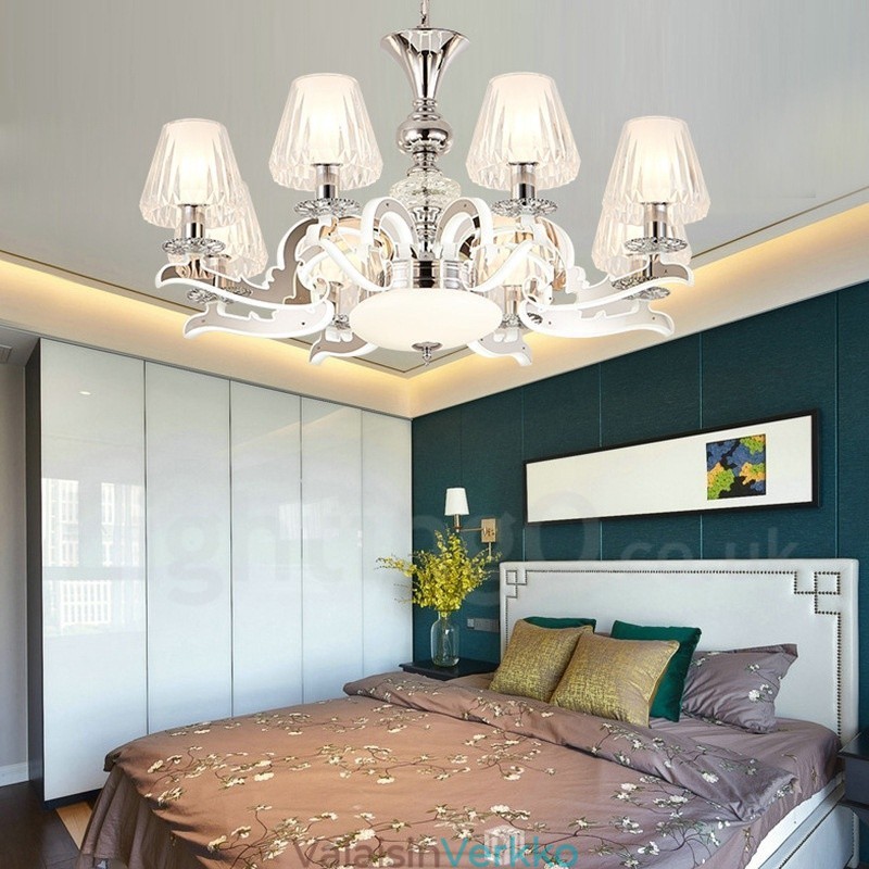 Retro Rustic Luxury Crystal -riippuvalaisin kattokruunu lasivarjostimella