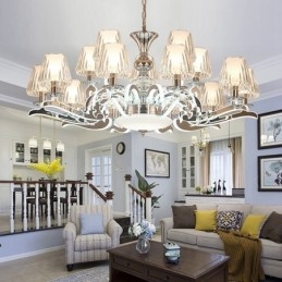 Retro Rustic Luxury Crystal -riippuvalaisin kattokruunu lasivarjostimella