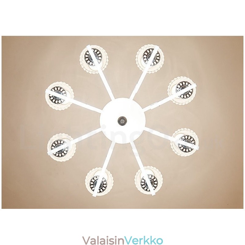 Retro Rustic Luxury Crystal -riippuvalaisin kattokruunu lasivarjostimella