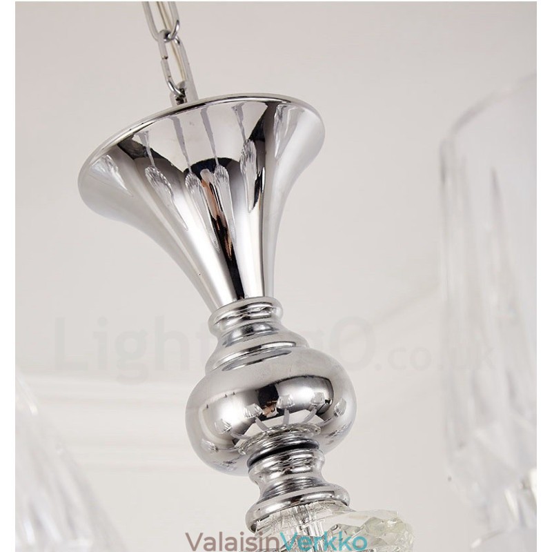 Retro Rustic Luxury Crystal -riippuvalaisin kattokruunu lasivarjostimella