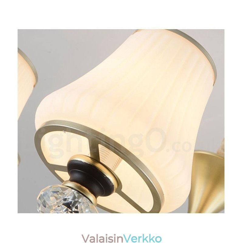 Moderni nykyaikainen retro-ylellinen kristalliriippuvalaisinkruunu lasivarjostimella