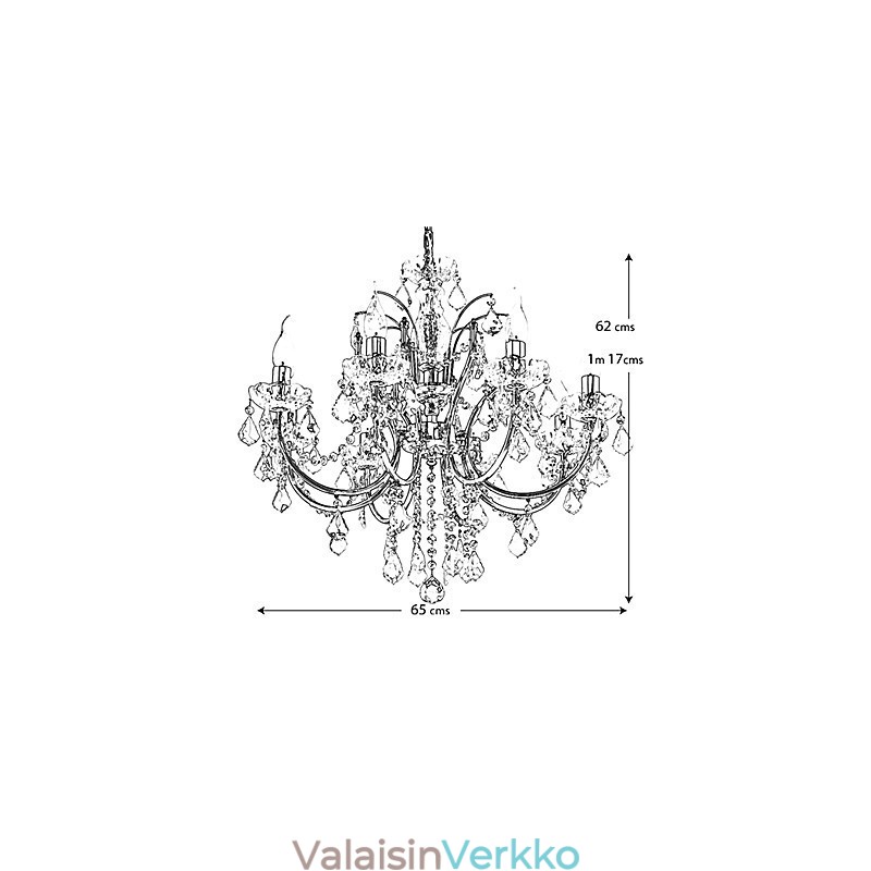 Tyylikäs kristallikruunu 8 valolla