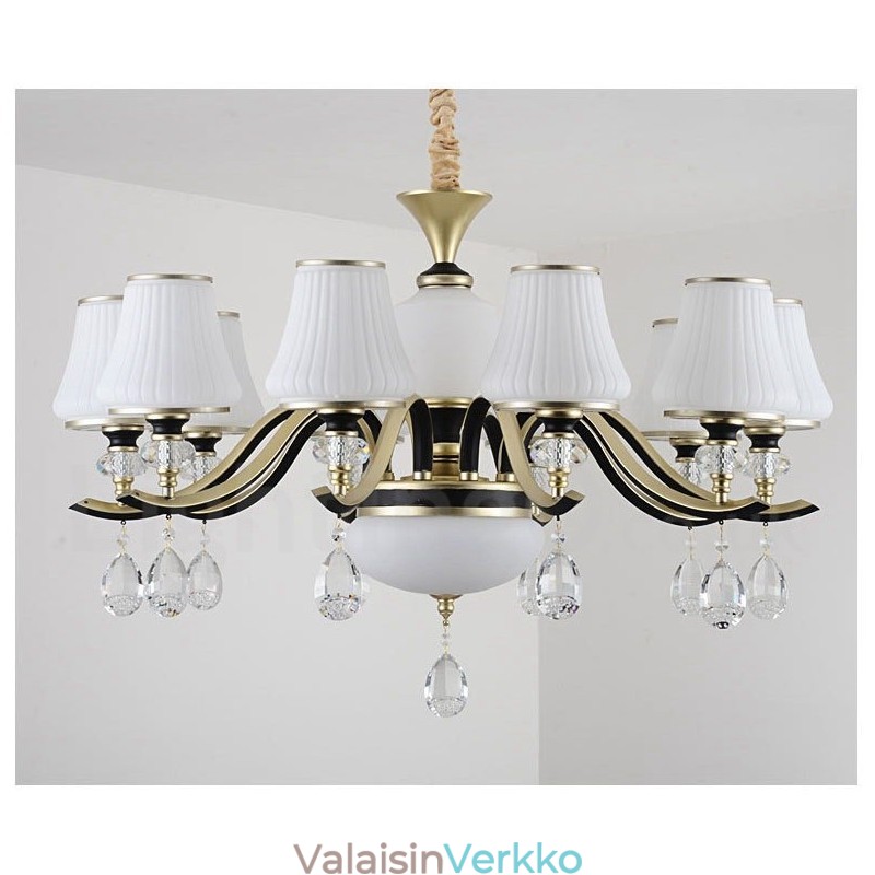 Moderni nykyaikainen retro-ylellinen kristalliriippuvalaisinkruunu lasivarjostimella
