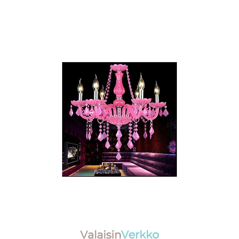 Kahvilamppu Project Light Candle Crystal riippuvalaisin vaaleanpunainen