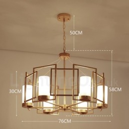 Moderni nykyaikainen 6 Light messinkiriippuvalaisin lasivarjostimella