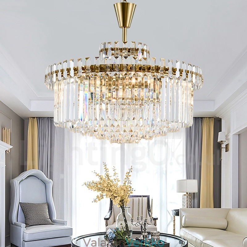 Moderni nykyaikainen 9 kevyttä terästä riippuvalaisin kristallivarjostimella