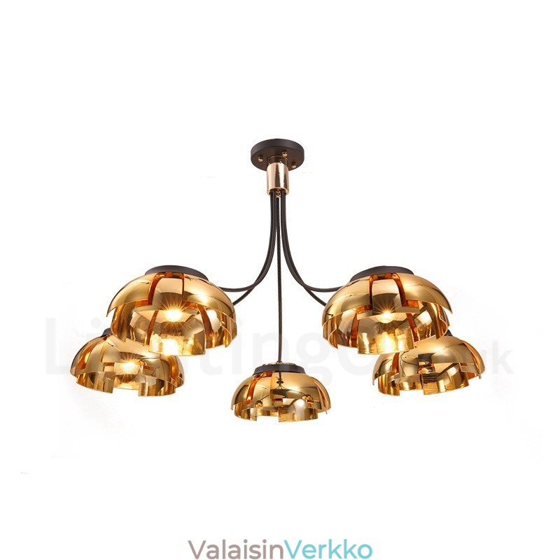 Moderni nykyaikainen 5 kevytteräksinen kattokruunu akryylivarjostimella