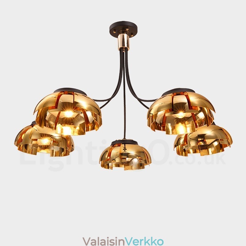 Moderni nykyaikainen 5 kevytteräksinen kattokruunu akryylivarjostimella