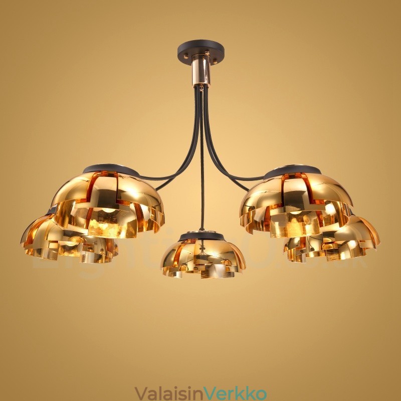 Moderni nykyaikainen 5 kevytteräksinen kattokruunu akryylivarjostimella