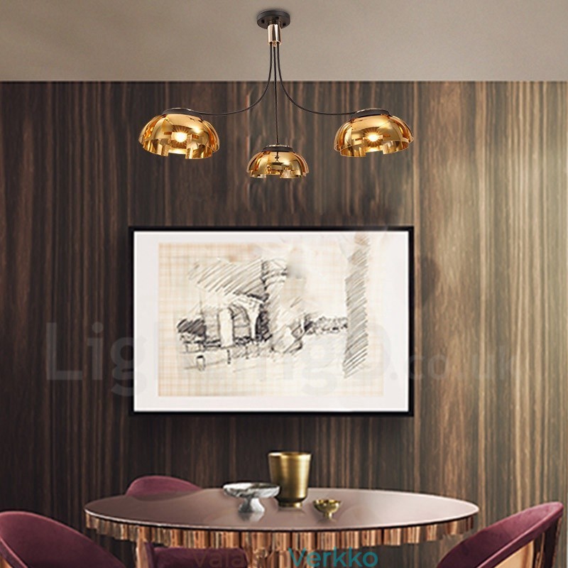 Moderni nykyaikainen 3 kevytteräksinen kattokruunu akryylivarjostimella