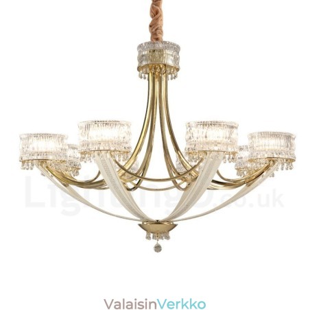 Moderni nykyaikainen 8 kevytteräksinen kattokruunu kristallivarjostimella