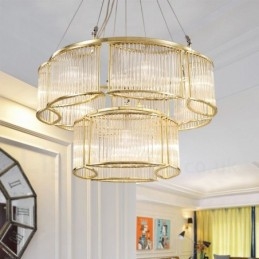 Moderni Contemporary 11 Light Steel -riippuvalaisin CrystalGlass-varjostimella