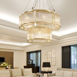 Moderni Contemporary 11 Light Steel -riippuvalaisin CrystalGlass-varjostimella