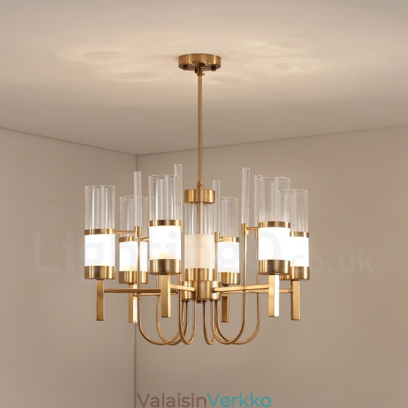 Rustic Lodge Modern Contemporary 6 kevytteräksinen kattokruunu lasivarjostimella