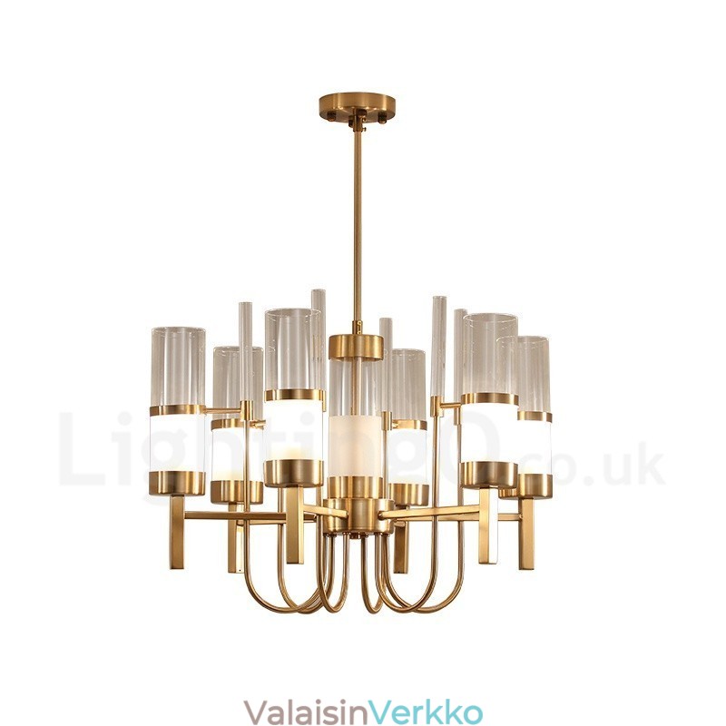 Rustic Lodge Modern Contemporary 6 kevytteräksinen kattokruunu lasivarjostimella