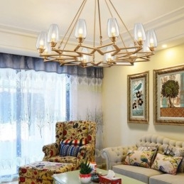 Moderni nykyaikainen 12 kevyttä terästä riippuvalaisin lasivarjostimella