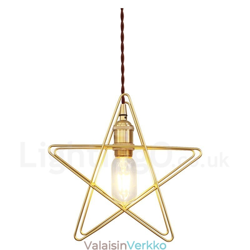 Moderni nykyaikainen 1 kevyt messinkiriippuvalaisin varjostimella