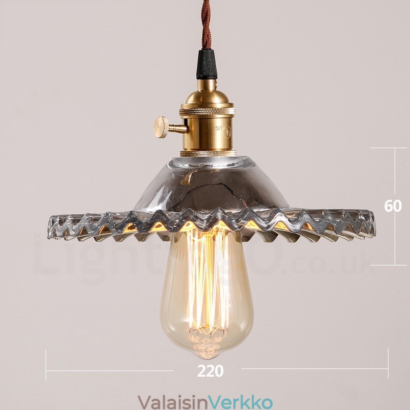 Rustic Lodge Retro 1 kevyt teräsriippuvalaisin lasivarjostimella