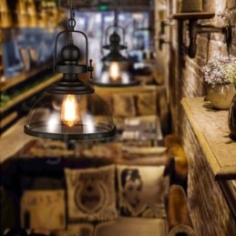 Retro 1 kevyt teräsriippuvalaisin lasivarjostimella