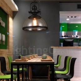 Retro 1 kevyt teräsriippuvalaisin lasivarjostimella