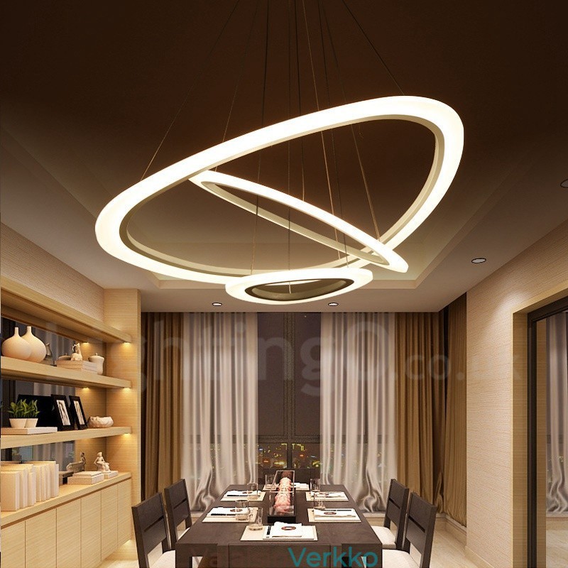 Himmennettävä kaukosäätimellä Moderni nykyaikainen 3 kevyttä alumiiniseosta riippuvalaisin akryylivarjostimella