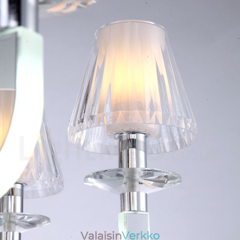 Himmennettävä moderni nykyaikainen 8 valokristallikruunu lasivarjostimella