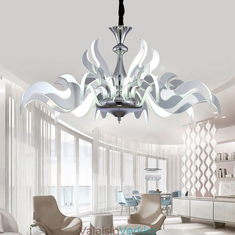 Himmennettävä moderni nykyaikainen 15 kevytteräksinen kattokruunu akryylivarjostimella