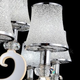 Himmennettävä moderni nykyaikainen 6 kevytteräksinen kattokruunu lasivarjostimella