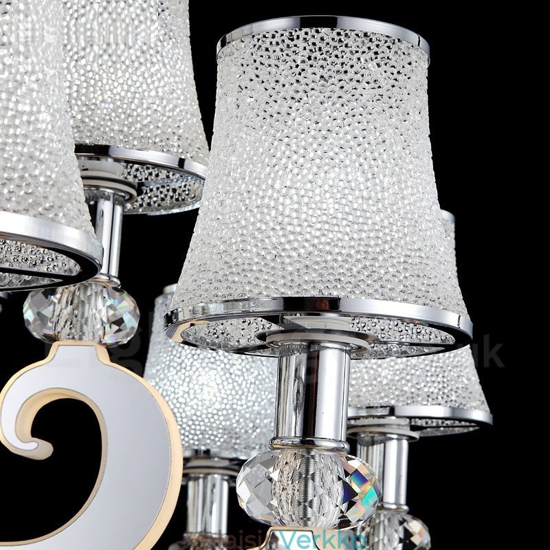 Himmennettävä moderni nykyaikainen 6 kevytteräksinen kattokruunu lasivarjostimella