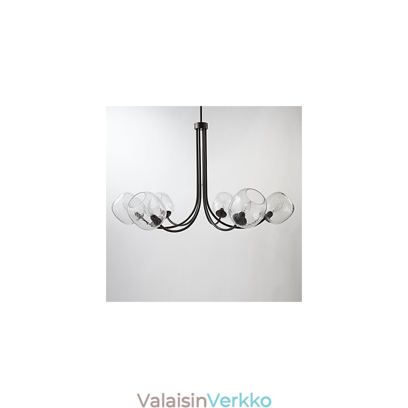 Perinteinen kattokruunu 6 valolla ja lasikuplavarjostimella