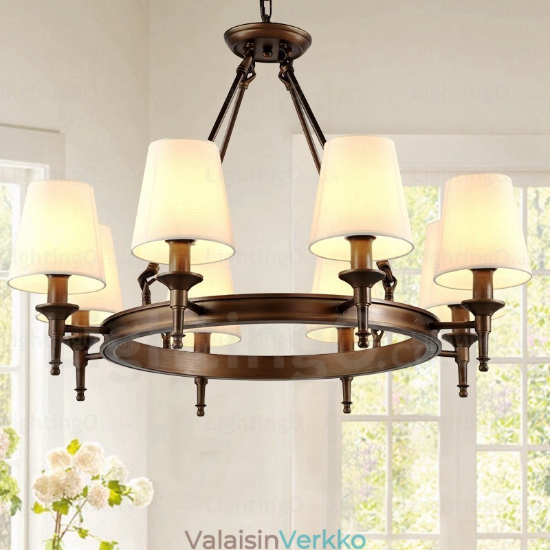 8 Kevyt Nordic Country Rustic -riippuvalaisin kangasvarjostimella