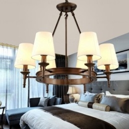 6 Kevyt Nordic Country Rustic -riippuvalaisin kangasvarjostimella