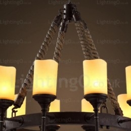 12 Light Country Rustic Vintage Retro riippuvalaisin lasivarjostimella