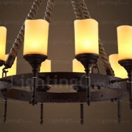 12 Light Country Rustic Vintage Retro riippuvalaisin lasivarjostimella