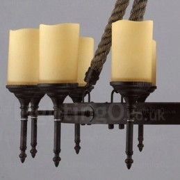 12 Light Country Rustic Vintage Retro riippuvalaisin lasivarjostimella