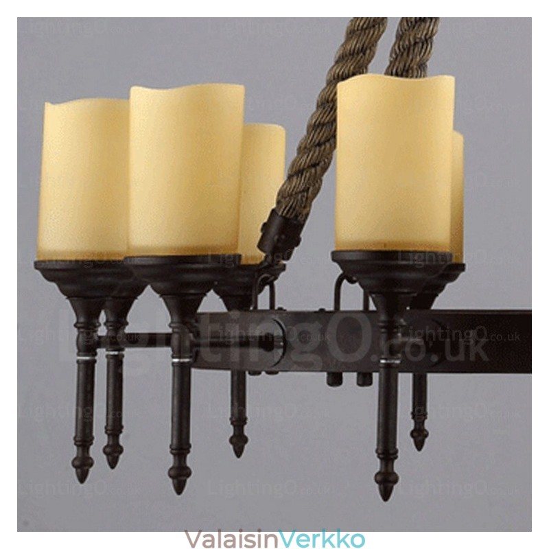 12 Light Country Rustic Vintage Retro riippuvalaisin lasivarjostimella